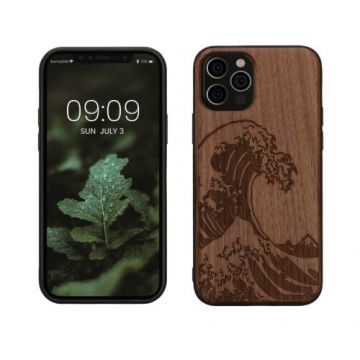 Husa kwmobile pentru Apple iPhone 12/iPhone 12 Pro, Lemn, Maro, 52734.17