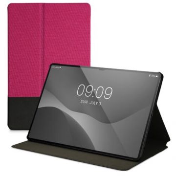Book Cover kwmobile pentru Samsung Galaxy Tab S8 Plus/Galaxy Tab S7 Plus/Galaxy Tab S7 FE, Textil, Roz, 57134.77