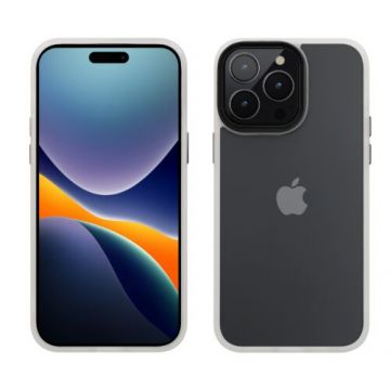 Bumper kwmobile pentru Apple iPhone 14 Pro Max, Plastic, Alb/Transparent, 59092.02