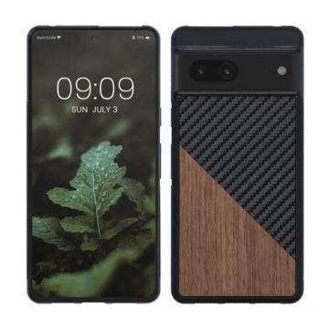 Bumper kwmobile pentru Google Pixel 7, Lemn, Maro/Negru, 59776.01