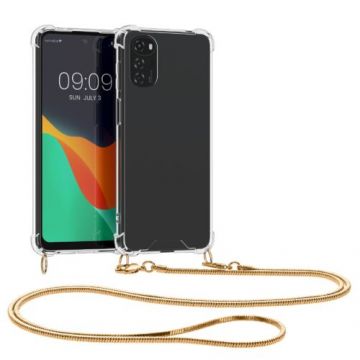 Bumper kwmobile pentru Motorola Moto G22, Silicon, Transparent/Galben, 59574.21