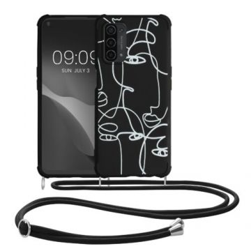 Bumper kwmobile pentru OPPO A74 5G/A54 5G, Silicon, Negru/Alb, 59944.01