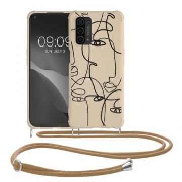 Bumper kwmobile pentru OPPO A74 5G/A54 5G, Silicon, Negru/Bej, 59944.02