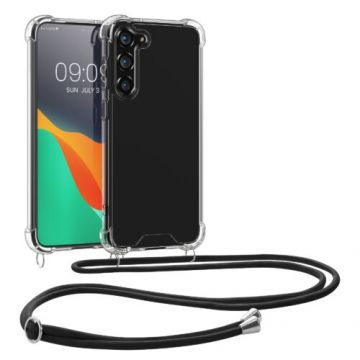 Bumper kwmobile pentru Samsung Galaxy S23 Plus, Silicon, Transparent/Negru, 60322.03