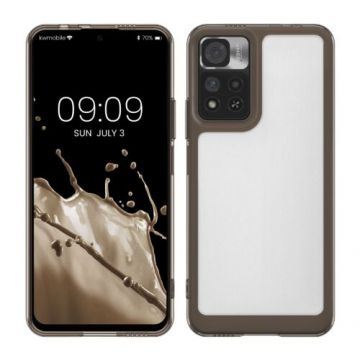 Bumper kwmobile pentru Xiaomi Note 11 Pro Plus 5G, Plastic, Transparent/Negru, 60316.01