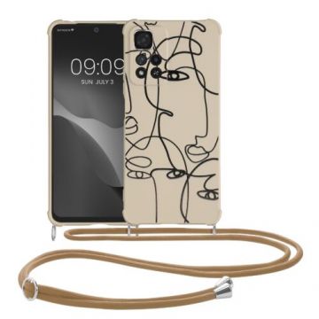 Bumper kwmobile pentru Xiaomi Note 11 Pro Plus 5G, Silicon, Negru/Bej, 59942.02