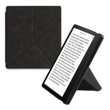 Husa kwmobile pentru Amazon Kindle Oasis 10, Piele ecologica, Negru, 60069.01