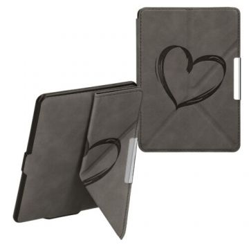 Husa kwmobile pentru Amazon Kindle Paperwhite 7, Piele ecologica, Gri/Negru, 60062.01