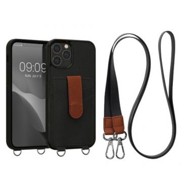 Husa kwmobile pentru Apple iPhone 12/iPhone 12 Pro, Piele ecologica, Negru/Maro, 59767.01
