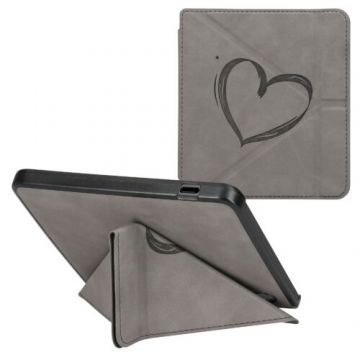 Husa kwmobile pentru Kobo Libra 2, Piele ecologica, Gri/Negru, 60058.01