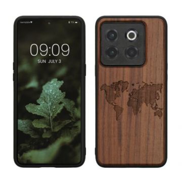 Husa kwmobile pentru OnePlus 10T , Lemn, Maro/Negru, 59640.02