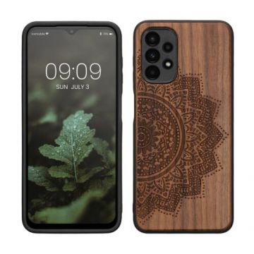 Husa kwmobile pentru Samsung Galaxy A13 4G, Lemn, Maro, 58315.06