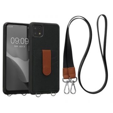 Husa kwmobile pentru Samsung Galaxy A22 5G, Piele ecologica, Negru/Maro, 59733.01