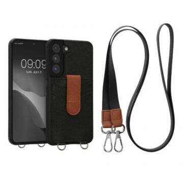 Husa kwmobile pentru Samsung Galaxy S22, Piele ecologica, Negru/Maro, 59735.01