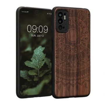 Husa kwmobile pentru Xiaomi Redmi Note 10 5G, Lemn, Maro, 56792.05