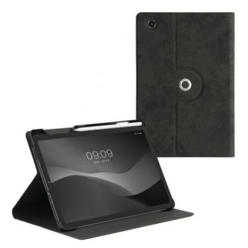 Book Cover kwmobile pentru Samsung Galaxy Tab S6 Lite/Galaxy Tab S6 Lite (2022), Piele ecologica, Negru, 60308.01