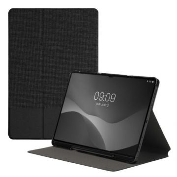 Book Cover kwmobile pentru Samsung Galaxy Tab S8 Plus/Galaxy Tab S7 Plus/Galaxy Tab S7 FE, Textil, Negru, 60386.73