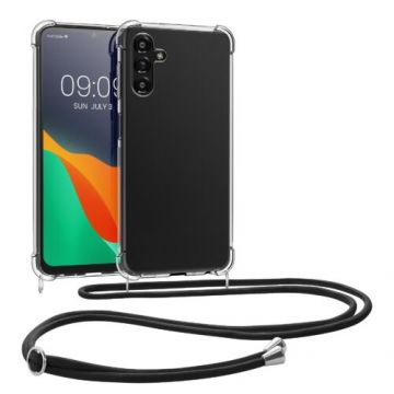 Bumper kwmobile pentru Samsung Galaxy A13 5G, Silicon, Transparent/Negru, 59914.03