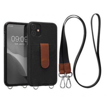 Husa kwmobile pentru Apple iPhone 11, Piele ecologica, Negru/Maro, 59766.01