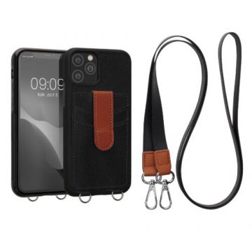 Husa kwmobile pentru Apple iPhone 11 Pro, Piele ecologica, Negru/Maro, 59771.01