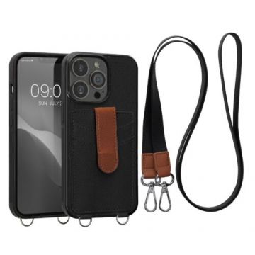 Husa kwmobile pentru Apple iPhone 13 Pro, Piele ecologica, Negru/Maro, 59770.01