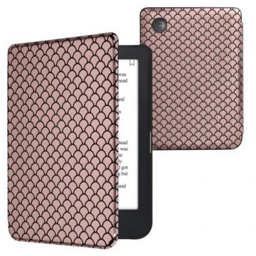 Husa kwmobile pentru Kobo Clara 2E, Piele ecologica, Roz/Negru, 60056.16