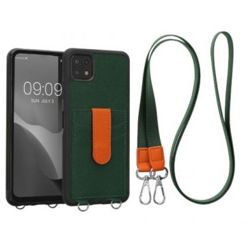 Husa kwmobile pentru Samsung Galaxy A22 5G, Piele ecologica, Verde/Portocaliu, 59733.227
