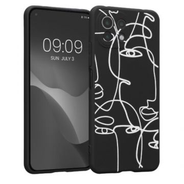 Husa kwmobile pentru Xiaomi 11 Lite 5G NE/Mi 11 Lite 5G, Silicon, Negru/Alb, 55094.09
