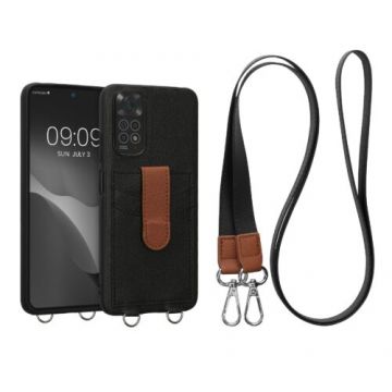 Husa kwmobile pentru Xiaomi Redmi Note 11/Redmi Note 11S, Piele ecologica, Negru/Maro, 59750.01