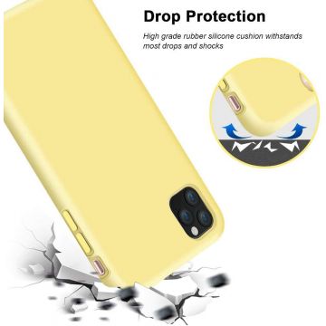 Husa protectie pentru iPhone 11 pro Max , ultra slim din silicon Galben,silk touch, interior din catifea