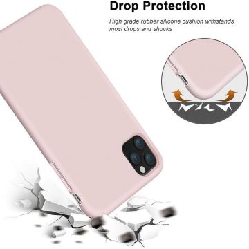 Husa protectie pentru iPhone 11 Pro Max , ultra slim din silicon Roz,silk touch, interior din catifea