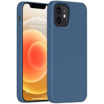 Husa protectie pentru iPhone 12 Mini , ultra slim din silicon Albastru,silk touch, interior din catifea