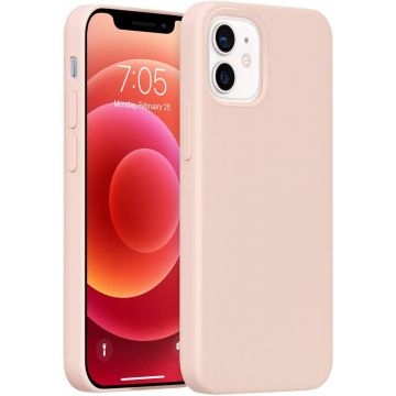 Husa protectie pentru iPhone 12 Mini , ultra slim din silicon Roz,silk touch, interior din catifea