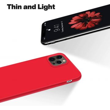 Husa protectie pentru iPhone 12 Pro MAX, ultra slim din silicon Rosu,silk touch, interior din catifea