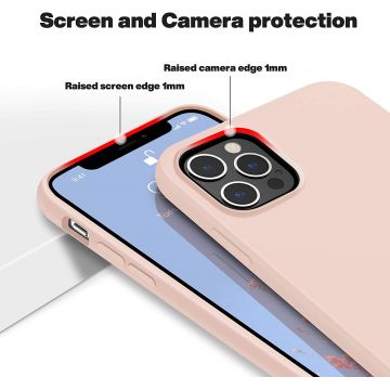 Husa protectie pentru iPhone 12 Pro MAX, ultra slim din silicon Roz,silk touch, interior din catifea