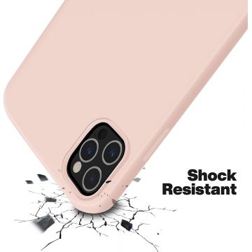 Husa protectie pentru iPhone 12 Pro , ultra slim din silicon Roz,silk touch, interior din catifea