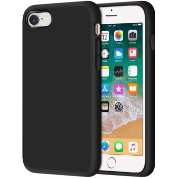 Husa protectie pentru iPhone SE 2020 ultra slim din silicon Negru,silk touch, interior din catifea