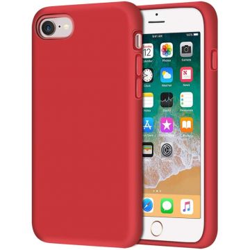 Husa protectie pentru iPhone SE 2020 ultra slim din silicon Rosu,silk touch, interior din catifea
