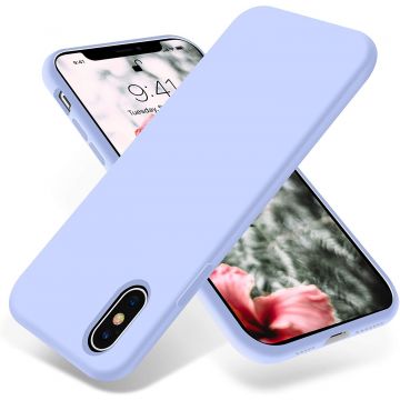 Husa protectie pentru iPhone X, ultra slim din silicon Albastru deschis,silk touch, interior din catifea