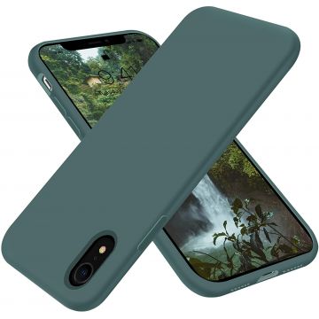 Husa protectie pentru iPhone Xr, ultra slim din silicon Verde inchis,silk touch, interior din catifea