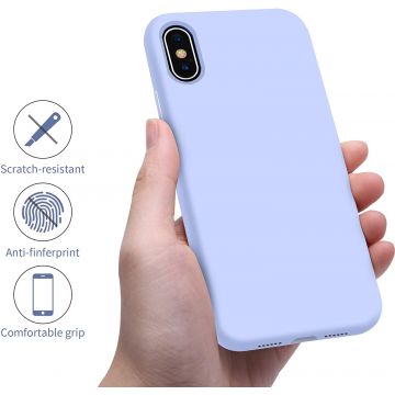 Husa protectie pentru iPhone Xs, ultra slim din silicon Albastru deschis,silk touch, interior din catifea