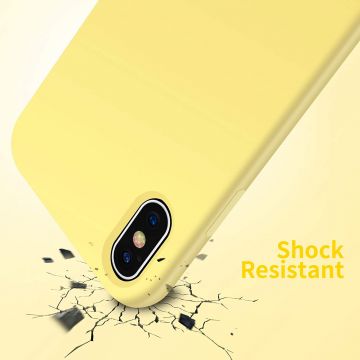 Husa protectie pentru iPhone Xs, ultra slim din silicon Galben,silk touch, interior din catifea