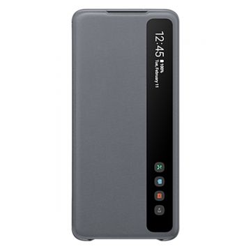 Resigilat - Husa Samsung Clear View Cover pentru Samsung Galaxy S20+, EF-ZG985CJEGEU, Gri