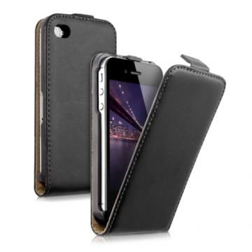 Husa pentru Apple iPhone 4/iPhone 4s, Piele ecologica, Negru, 10025