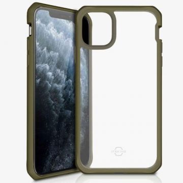Husa Antishock IT Skins Hybrid Solid pentru iPhone 11 Pro Max (Kaki/Transparent)