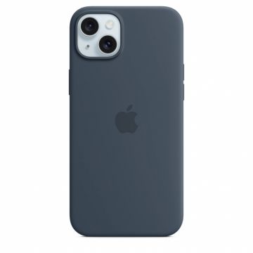 Husa de protectie Apple Silicone Case cu MagSafe pentru iPhone 15 Plus Storm Blue