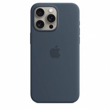 Husa de protectie Apple Silicone Case cu MagSafe pentru iPhone 15 Pro Max Storm Blue