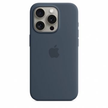 Husa de protectie Apple Silicone Case cu MagSafe pentru iPhone 15 Pro Storm Blue