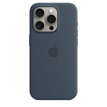 Husa de protectie Apple Silicone Case cu MagSafe pentru iPhone 15 Pro Storm Blue