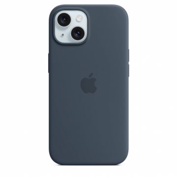 Husa de protectie Apple Silicone Case cu MagSafe pentru iPhone 15 Storm Blue